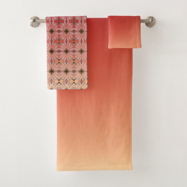 Red Brown With Peach Bath Towel Set (Insitu)