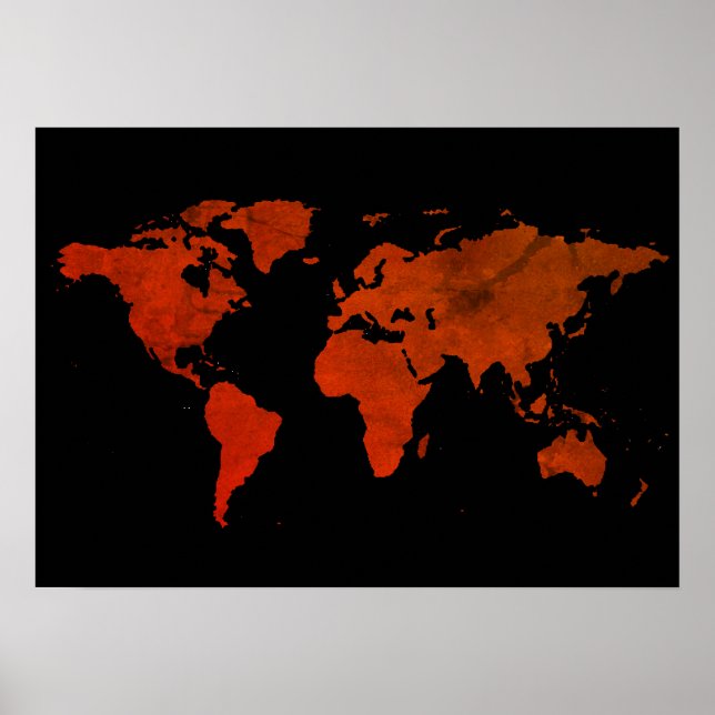 red brown world map poster (Front)