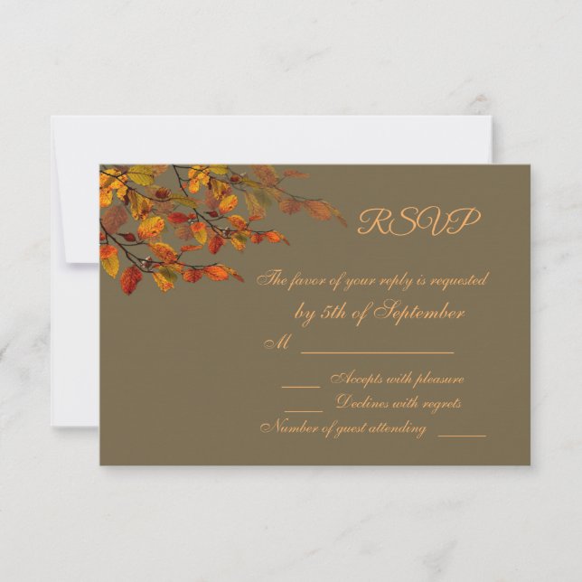 Red, brown, yellow autumnal leaves RSVP (Front)