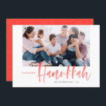 Red Brush Calligraphy Happiest Hanukkah Photo Holiday Card<br><div class="desc">Happiest Hanukkah! Send holiday greetings to your loved ones with this hand-lettered Happy Hanukkah flat card. It features red brush modern calligraphy with a matching delicate snow pattern. Personalise by adding a photo,  names,  date and message. This festive red calligraphy holiday card is available in other colours and products.</div>