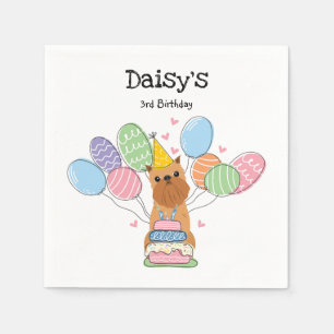 Red Brussels Griffon Birthday Paper Napkin