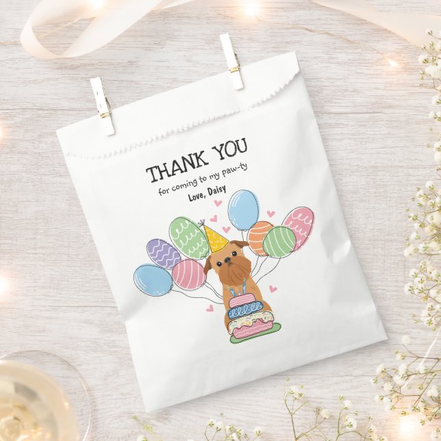 Red Brussels Griffon Birthday Party Favour Bag (Clipped)