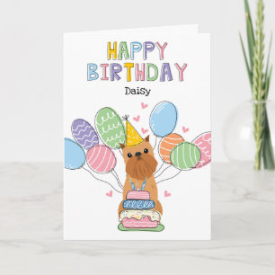 Red Brussels Griffon Cropped Ears Birthday Card