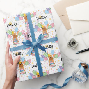 Red Brussels Griffon Cropped Ears Birthday Party Wrapping Paper