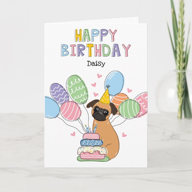 Red Brussels Griffon Dog Birthday Card (Front)