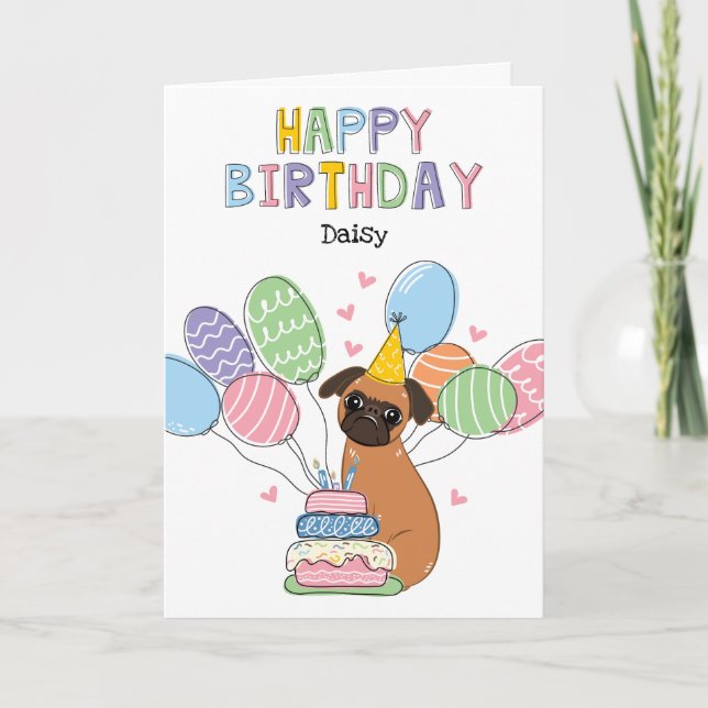 Red Brussels Griffon Dog Birthday Card (Front)