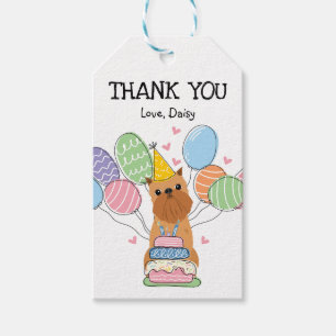 Red Brussels Griffon Dog Birthday Favour Gift Tags