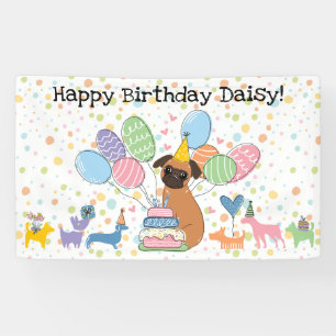 Red Brussels Griffon Dog Birthday Party Banner