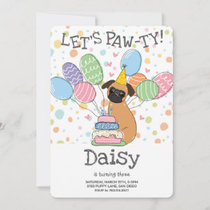 Red Brussels Griffon Dog Birthday Party Invitation