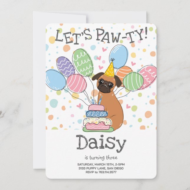 Red Brussels Griffon Dog Birthday Party Invitation (Front)