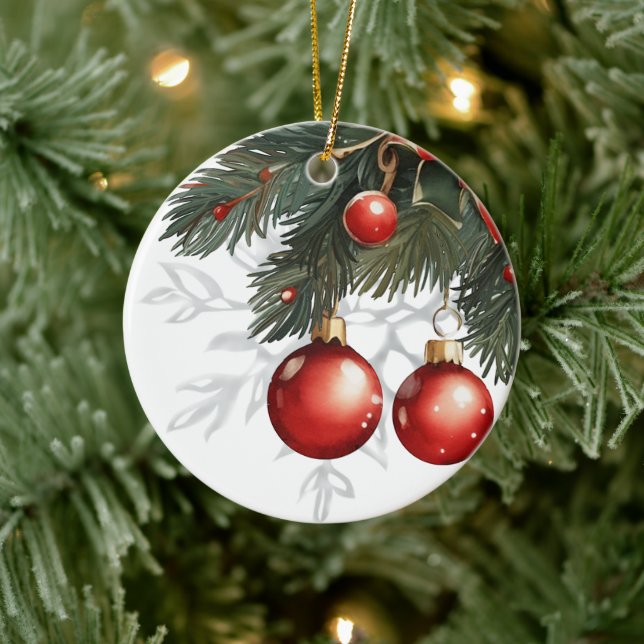 Red Bubble christmas Ceramic Ornament (Tree)