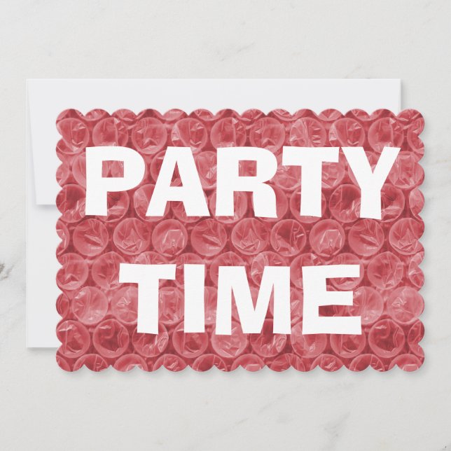 Red bubble wrap pattern invitation (Front)