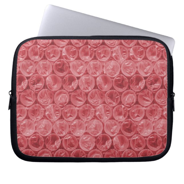 Red bubble wrap pattern laptop sleeve (Front)