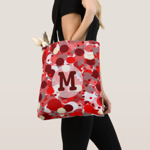 Red Bubbles Pattern with Your Monogram Tote Bag