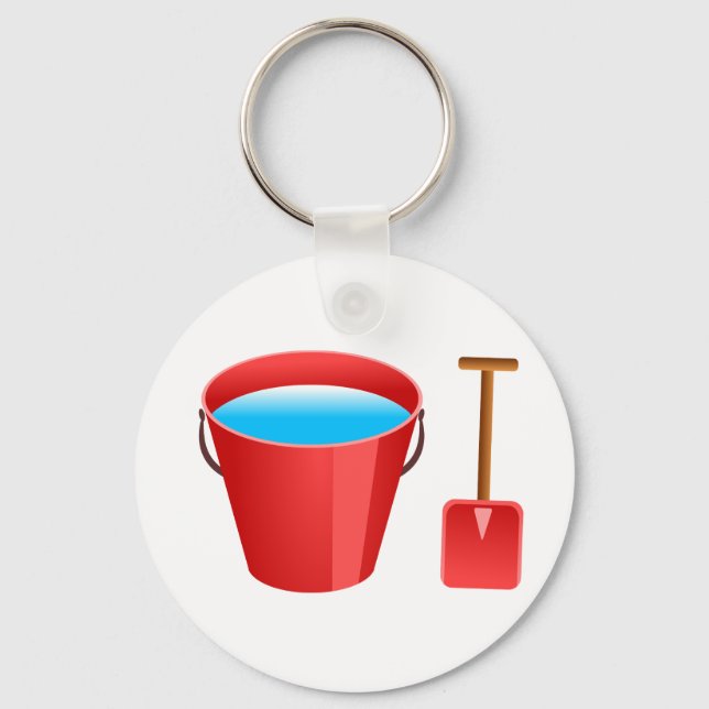 Red Bucket & Spade Key Ring (Front)