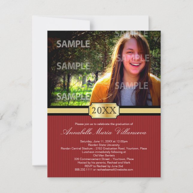 Red Buckle Band Graduation Announcement (Front)