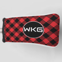 Red Buffa Plaid Customised Golf Blade Putter Cover