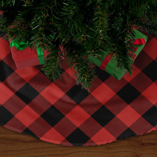 Red Buffalo Check Farmhouse Holiday Brushed Polyester Tree Skirt