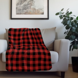 Red Buffalo Check Farmhouse Holiday Decor Sherpa Blanket