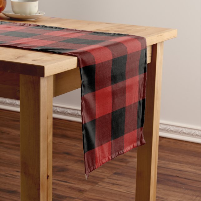 Red Buffalo Check | Farmhouse Holiday Decor Short Table Runner (In Situ)