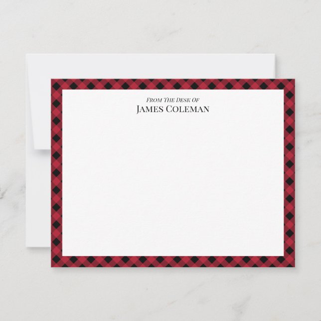 Red Buffalo Check From The Desk Of Elegant Name Card (Front)