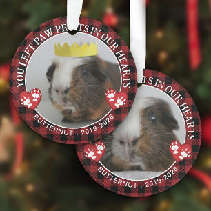 Red Buffalo Check Paws Guinea Pig Memorial Photo Ornament