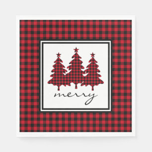 Red Buffalo Check Pine Trees Napkin