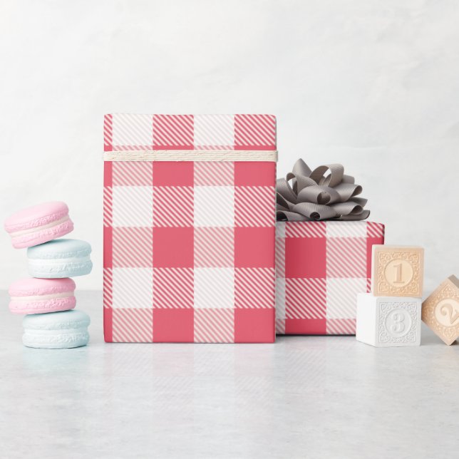 Red Buffalo Check Plaid Holiday Pattern Wrapping Paper (Baby Shower)