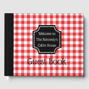 Red Buffalo Check Plaid Welcome To Our Cabin Guest Book