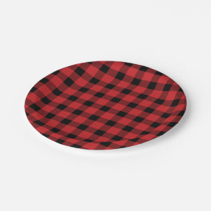 Red Buffalo Country Lumberjack Plaid Paper Plate