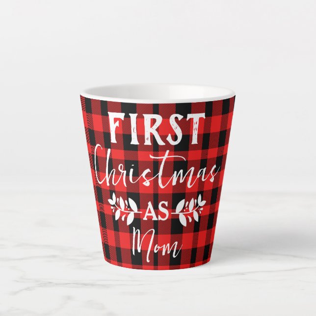 Red Buffalo First Christmas as Mum Christmas Latte Mug (Front)