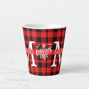Red Buffalo Monogram Name Christmas holiday  Latte Mug