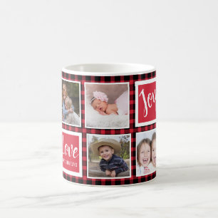 Red Buffalo Plaid 8 Photo Collage Christmas Coffee Mug