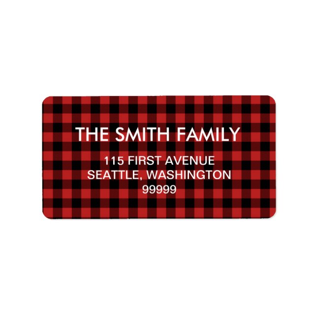 Red Buffalo Plaid Address Labels (Front)
