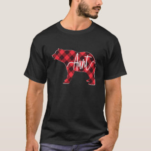 Red Buffalo Plaid Aunt Bear Matching Family Christ T-Shirt