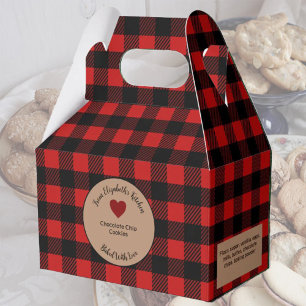 Red Buffalo Plaid Baked Gifts With Ingredients Favour Box