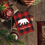 Red Buffalo Plaid & Bear | Personal Name Gift Holiday Card<br><div class="desc">Introducing our "Red Buffalo Plaid & Bear" personalised gift collection, available exclusively on Zazzle! This delightful collection is designed to bring a touch of rustic charm and personalised warmth to your gift-giving experience. Explore our collection today and discover the joy of giving personalised gifts that resonate with the spirit of...</div>