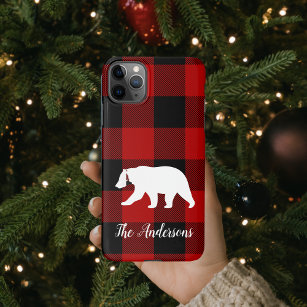 Red Buffalo Plaid & Bear   Personal Name Gift iPhone 11Pro Max Case