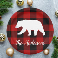 Red Buffalo Plaid & Bear | Personal Name Gift