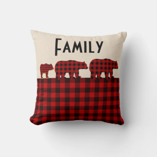 Red Buffalo Plaid Bear Pillow
