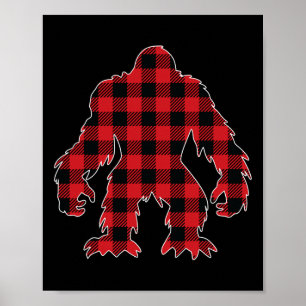 Red Buffalo Plaid Bigfoot Matching Family Christma Poster