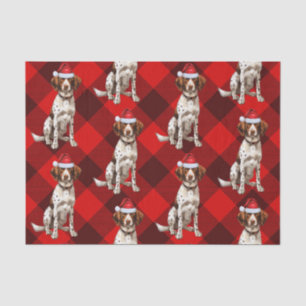 Red Buffalo Plaid Brittany Spaniel Dog Holiday Tissue Paper