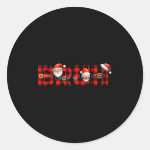Red Buffalo Plaid Bruh Christmas Xmas Pyjamas Boys Classic Round Sticker