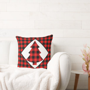 Red Buffalo Plaid Cabin Christmas Cushion