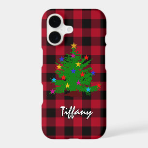 Red Buffalo Plaid Case, Christmas, Monogrammed