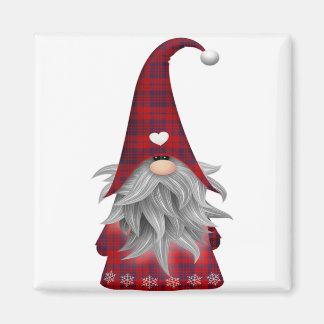 Red Buffalo Plaid Christmas Farmhouse Gnome Magnet