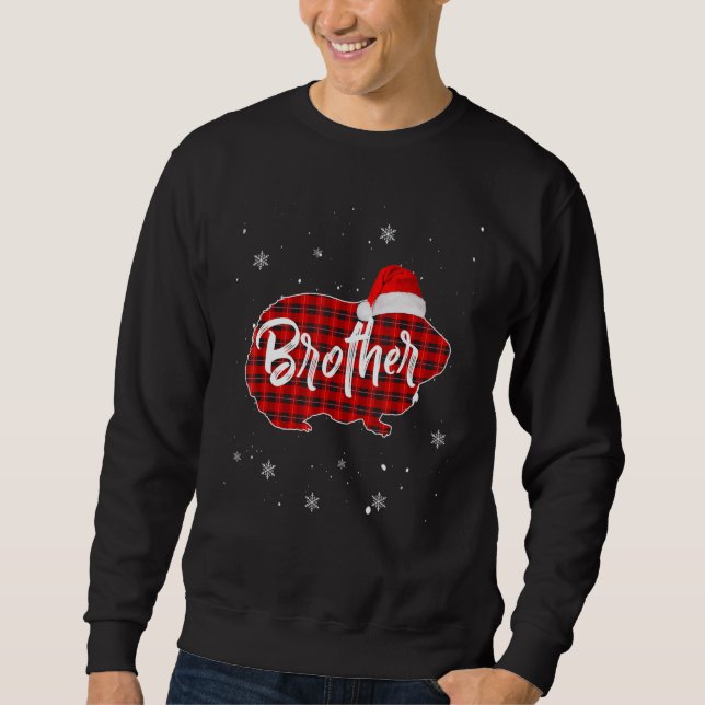 Red Buffalo Plaid Christmas Guinea Pig Brother San Sweatshirt (Front)