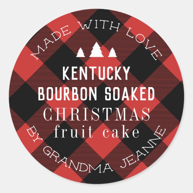 Red Buffalo Plaid Christmas Tree Gift Classic Round Sticker (Front)