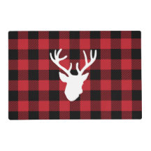 Red Buffalo Plaid Deer Head