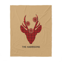 Red Buffalo Plaid Deer Head Personalised